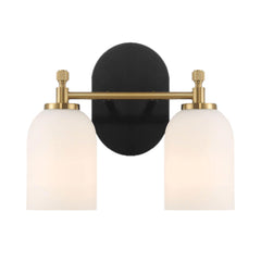 Vortex - 2 Lights Vanity In Traditional Style For Over Bathroom Mirror Wall Sconce - Black / Gold / White