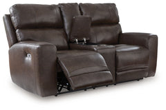 Crossplex - Smoke - Power Reclining Loveseat / Console / Adjustable Headrest
