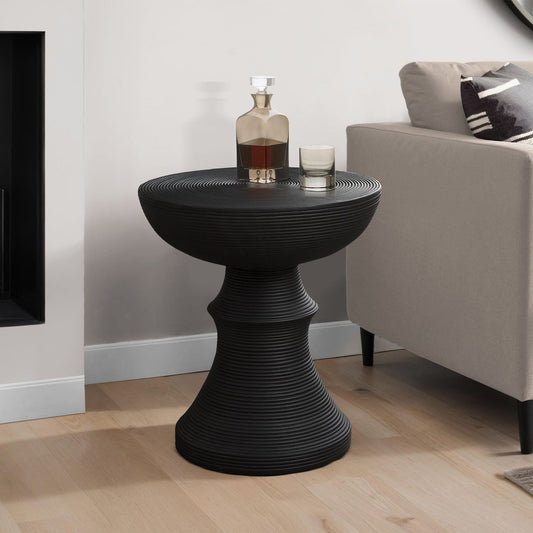 Round Accent Table, Indoor Outdoor - Black