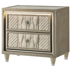 Lorient - 2-Drawer LED Nightstand With USB - Ivory And Camel
