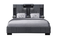 Oscar - Queen Bed Without Wood Trim - Dark Gray