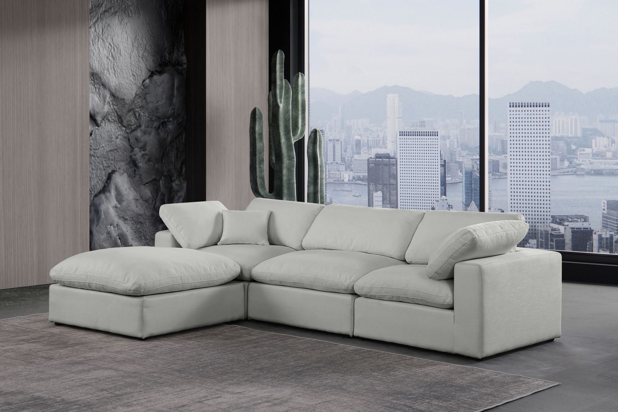 Comfy - 4 Piece Linen Fabric Modular Sectional With Chaise