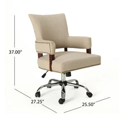 Zealous - Upholstered Office Chair With Curved Arms And Nailhead Accents - Wheat