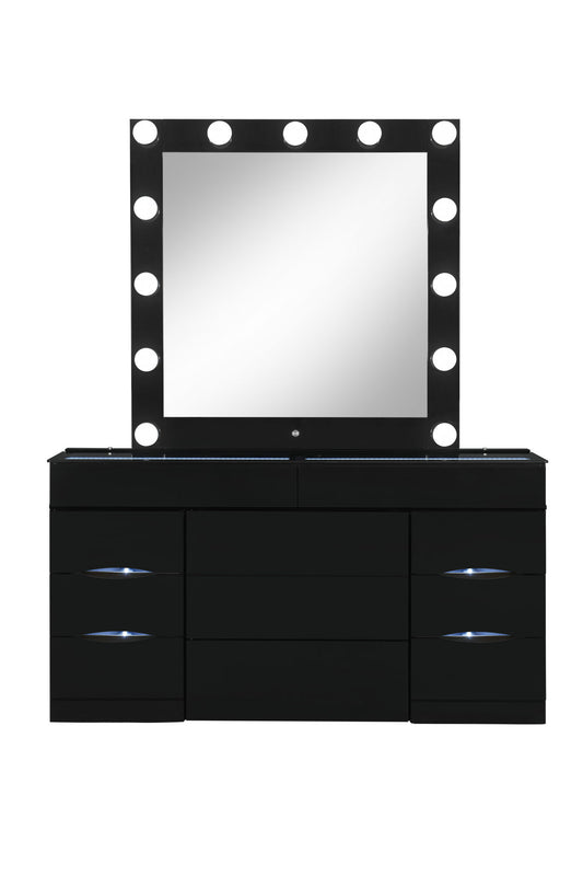 Ella - Vanity Set With Storage Stool - Black