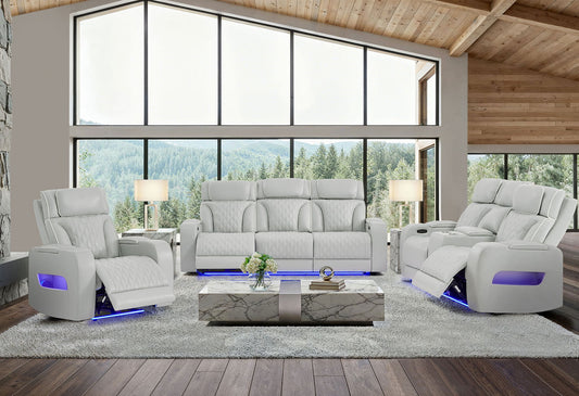 U8611 - 3 Piece Living Room Set (Sofa, Loveseat, Chair) - Silver