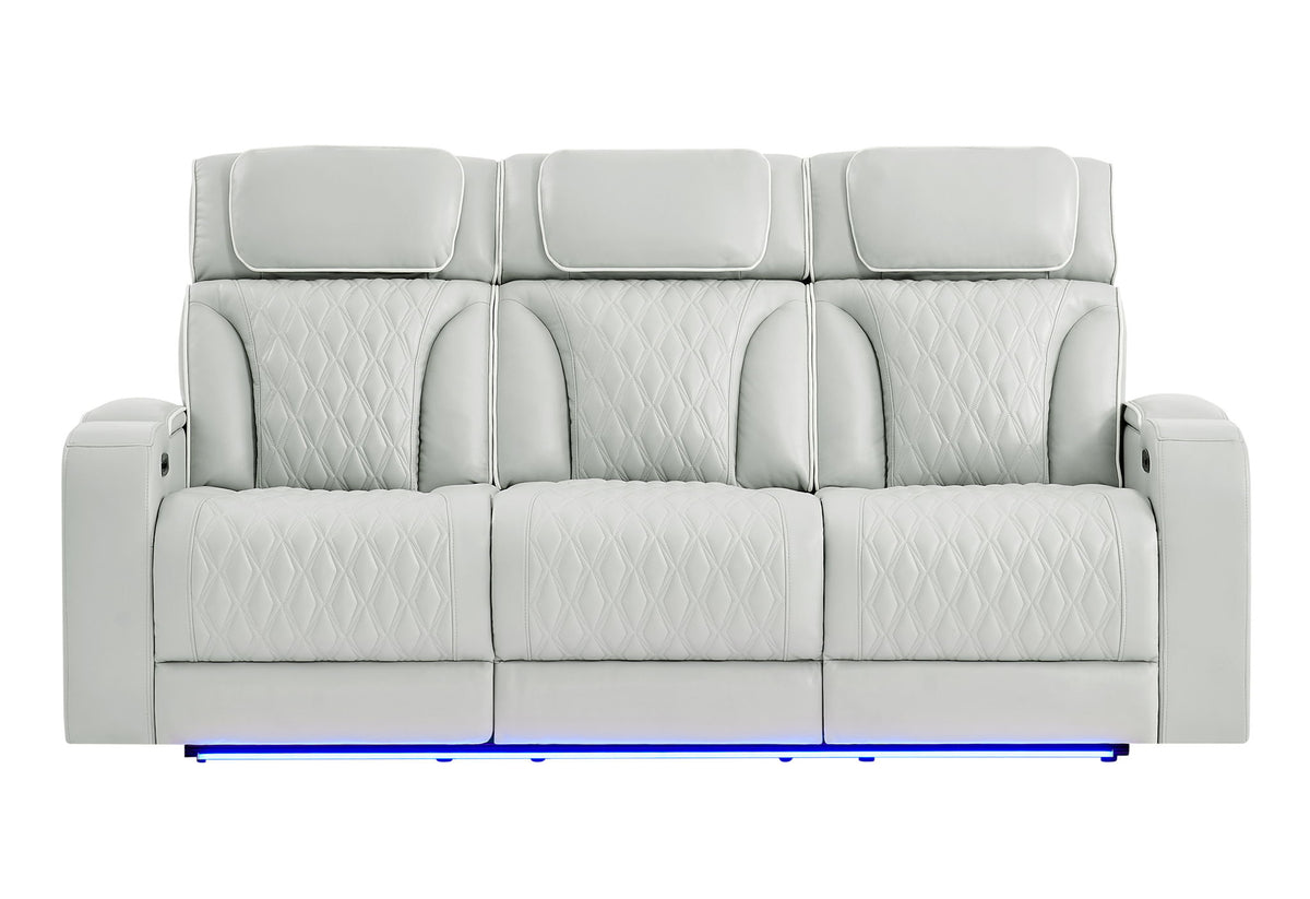 U8611 - Power Reclining Sofa With Power Headrest And LED - Silver