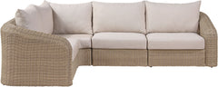 Seacrest - Olefin Water Resistant Fabric And Wicker 4 Piece Outdoor Patio Modular Sectional