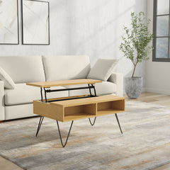 Hunter - Lift Top Coffee With Hidden Storage - Oak