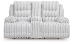 Rhines Falls - Alloy - Double Reclining Power Loveseat With Console
