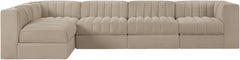 Rummi - Velvet Performance Fabric Upholstered 5 Piece Modular Sectional, L-Shaped (Right)