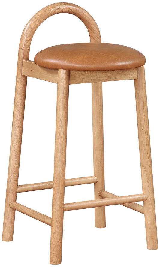 Calvin - Faux Leather Stool - Light Brown Legs