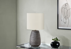Lighting, Table Lamp, Ceramic, Contemporary - Gray / Cream