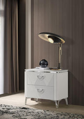 Cassia - 2-Drawer Nightstand Bedside Table - White High Gloss