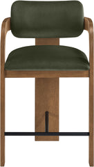Cedra - Velvet Performance Fabric Upholstered Counter Stool - Brown Frame