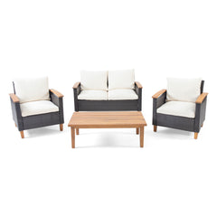 Isla - Transitional Chat Set With Water Resistant Cushions - Teak