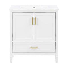 Elegant Fluted Bathroom Vanity With Sink, Soft Close Doors & Drawer