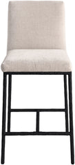 Reeves - Chenille Fabric Upholstered Counter Stool (Set of 2) - Black Base