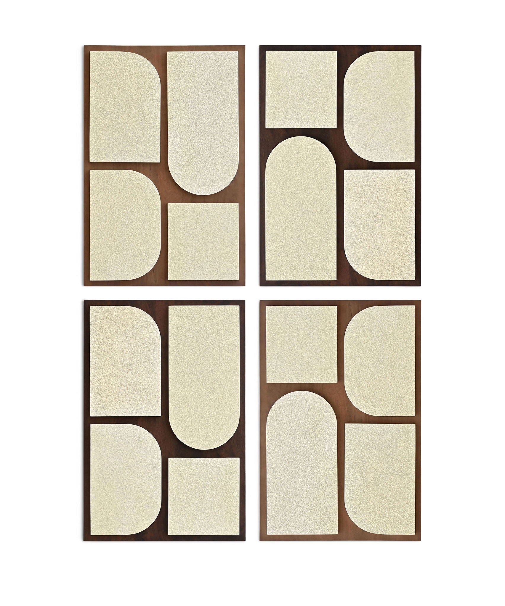 Icon - Mango Wood 4 Piece Wall Art - Brown / Natural