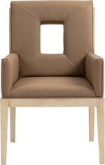 Gwendolyn - Faux Leather Dining Arm Chair With Natural Frame