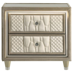Lorient - 2-Drawer LED Nightstand With USB - Ivory And Camel