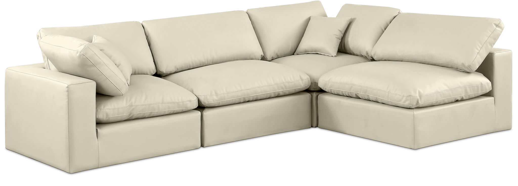 Comfy - 4 Piece Faux Leather Modular Armless Sectional
