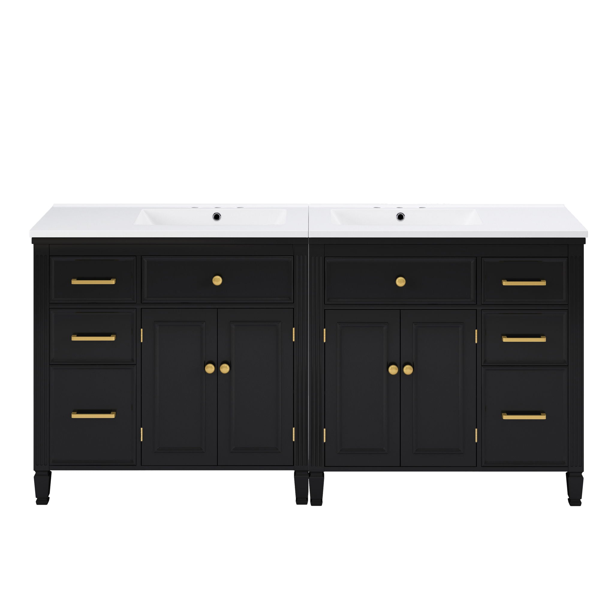 2 Piece Freestanding Bathroom Vanity Set With Sink Top, Reversible Dual Layout