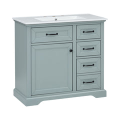 36" Bathroom Vanity With Sink, 2 Tip Out Drawers, Soft Close Hinges