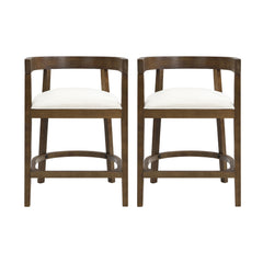 Modern Rubberwood Counter Stool Set With Upholstered Seats