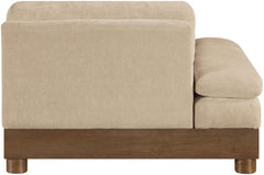 Turin - Chenille Fabric Upholstered Modular Arm Chair - Walnut Base