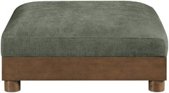 Turin - Chenille Fabric Upholstered Modular Ottoman - Walnut Base