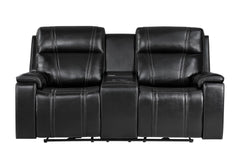 U8881 / U8880 - Leather Power Reclining Sofa / Power Console Reclining Loveseat / Power Recliner - Black