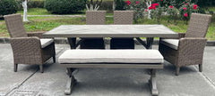 Laguna Heights - Beige - Rectangular Dining Table With Umbrella Option