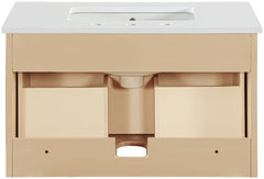 Leonardo - Engineered Stone And Solid Wood 24" Wall Mounted Bathroom Vanity