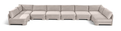 Hammond - Velvet Performance Fabric Upholstered 8 Piece U-Shaped Armless Sectional - Beige
