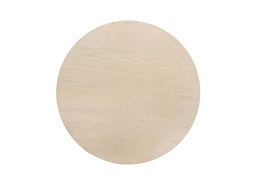 Neroli - Contemporary Round Side Table With Black Metal Base - Oak White