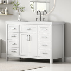 Bathroom Vanity With Sink, 2 Doors 8 Drawers, Soft Close System, Classic Design