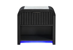 Beckett - Nightstand With LED And Speaker - Black / White