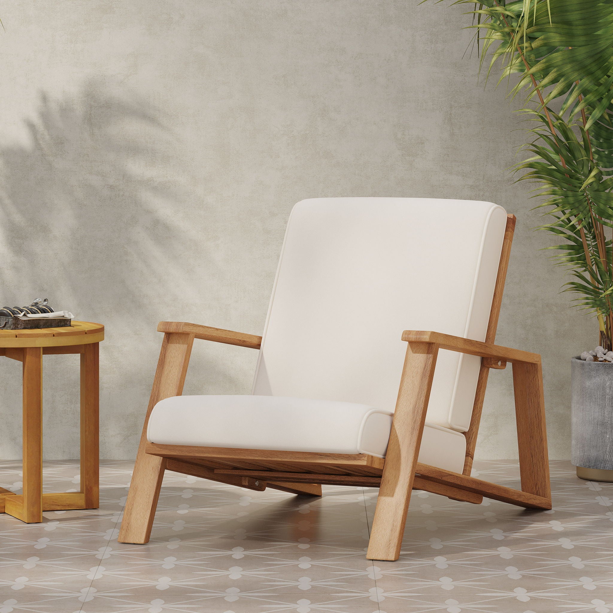 Outdoor Club Chair, Patio Lounge Chair With Removable Cushion