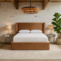 Kendall - Velvet Upholstered Bed - Saddle