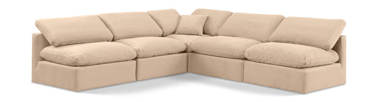 Indulge - Velvet 5 Piece Modular Corner Armless Sectional