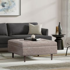 Shay - Large Square Coffee Table Storage Ottoman Mid-Century Style