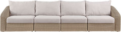 Seacrest - Olefin Water Resistant Fabric And Wicker 4 Piece Outdoor Patio Modular Sofa