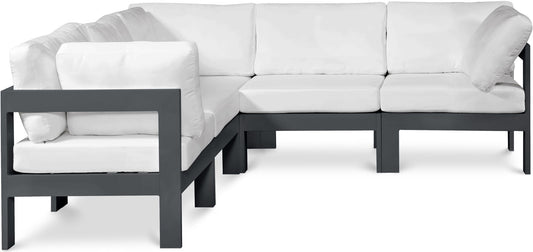 Nizuc - Outdoor Patio 5 Piece Modular Sectional With Gray Frame