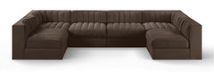 Rummi - Armless Velvet Performance Fabric Upholstered 6 Piece Modular Sectional
