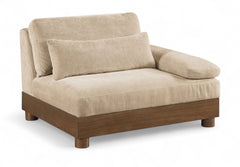 Turin - Chenille Fabric Upholstered Modular Arm Chair - Walnut Base