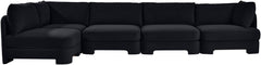 Hammond - Velvet Performance Fabric Upholstered 5 Piece L-Shaped Sectional