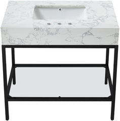Marmo - Engineered Marble Bathroom Vanity With Black Base