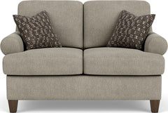 Moxy - Fabric Loveseat, T-Shaped Seat Cushion, Curved Sock Arms
