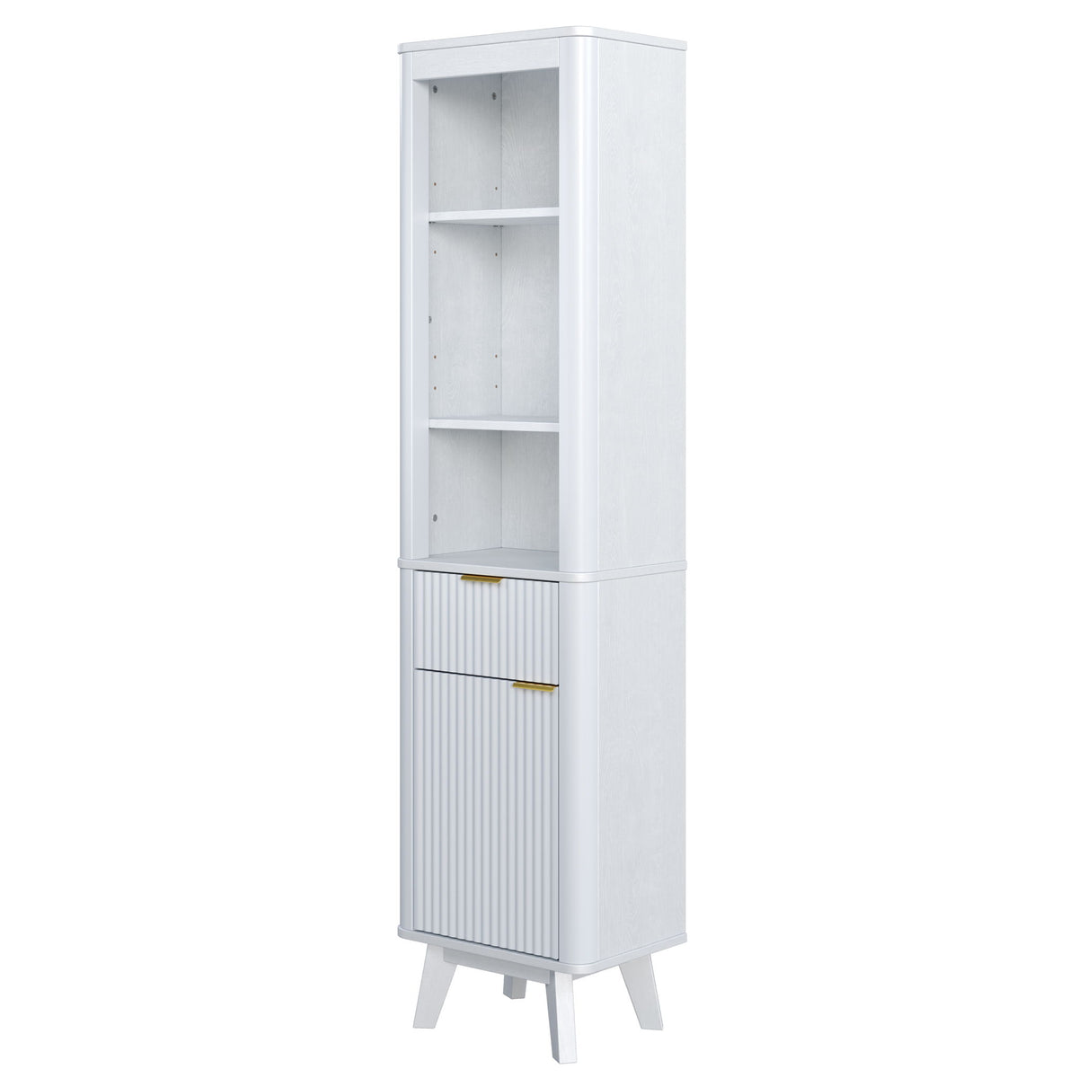 Tall Bathroom Storage Cabinet With Adjustable Shelves And 1 Drawer & Door