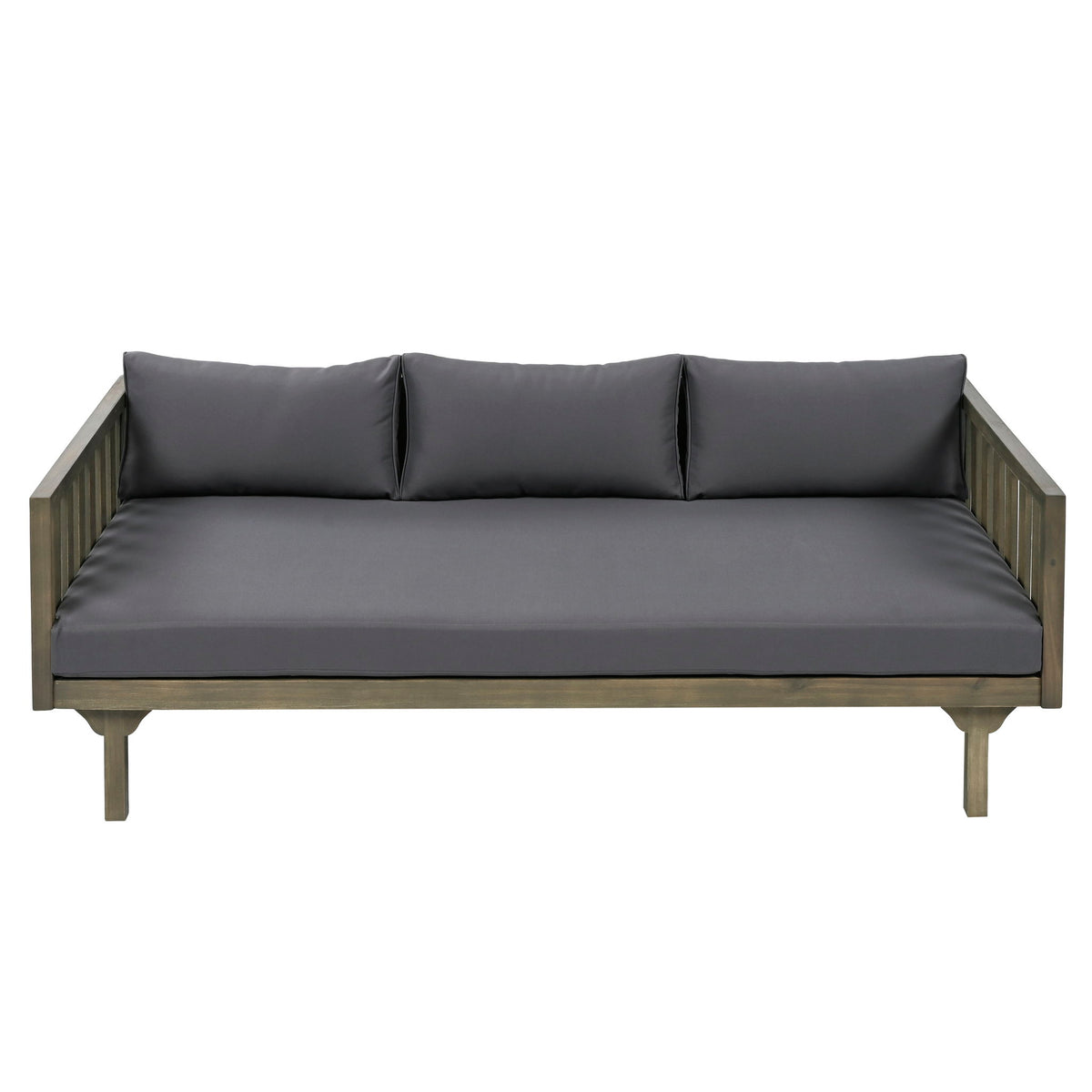 Claremont - 3 Seater Daybed With Slat Paneling And Water Resistant Cushions - Gray